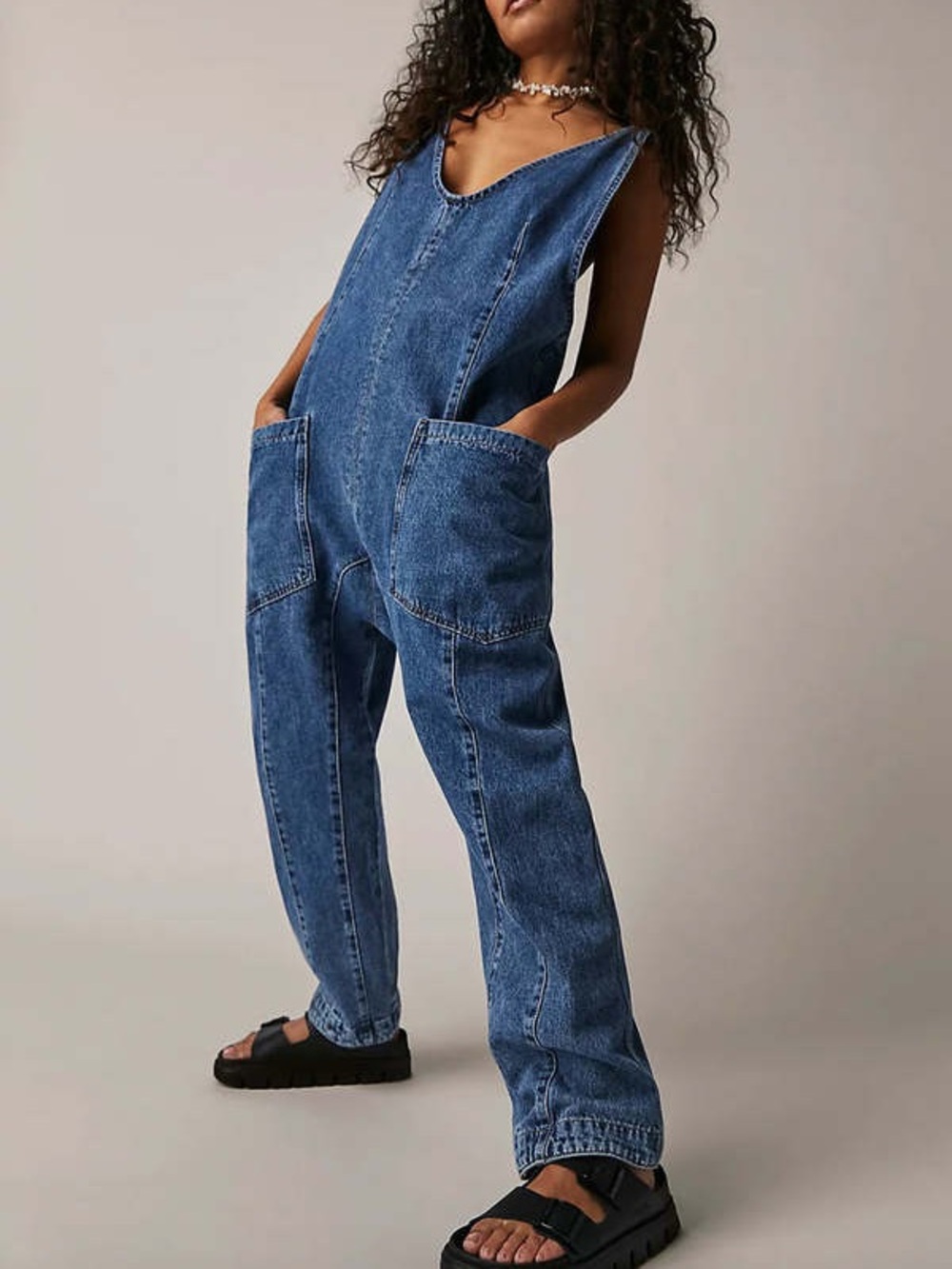 FREE PEOPLE HIGH ROLLER JUMPSUIT - SAPPHIRE BLUE